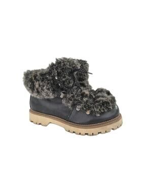 Sam Edelman Circus Kilbourn Faux Fur Hiking Boot US 8 Womens Black Bootie